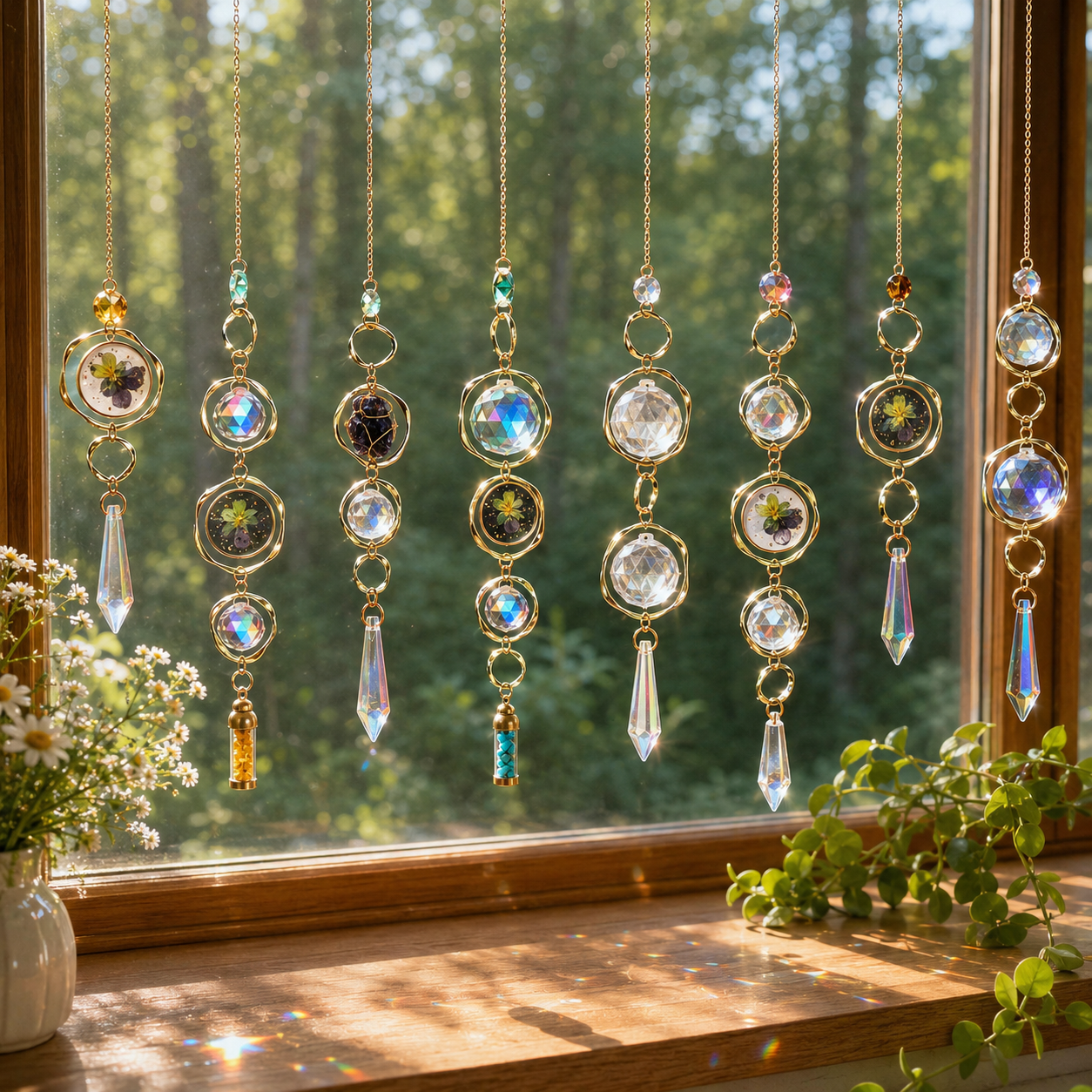 Crystal Sun Catcher Wind Chime | Natural Crystal Hanging Decoration