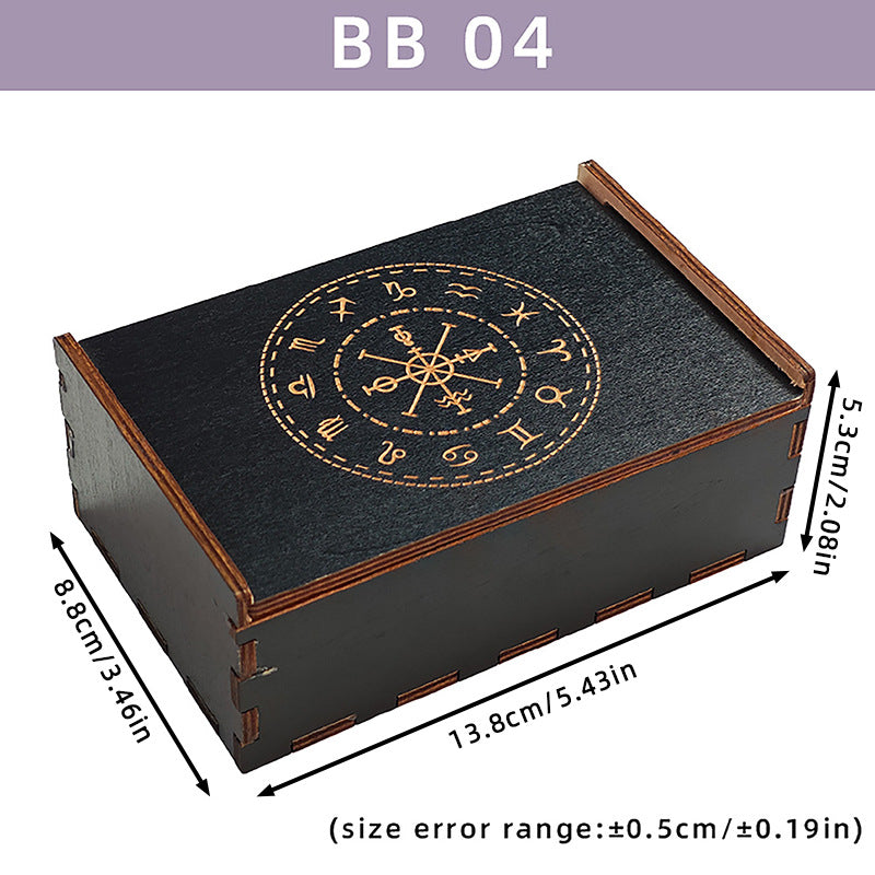 Twelve Constellations Lotus Push-Pull Wooden Box