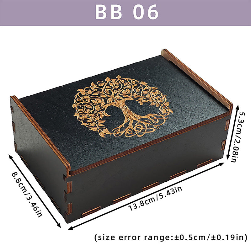 Twelve Constellations Lotus Push-Pull Wooden Box