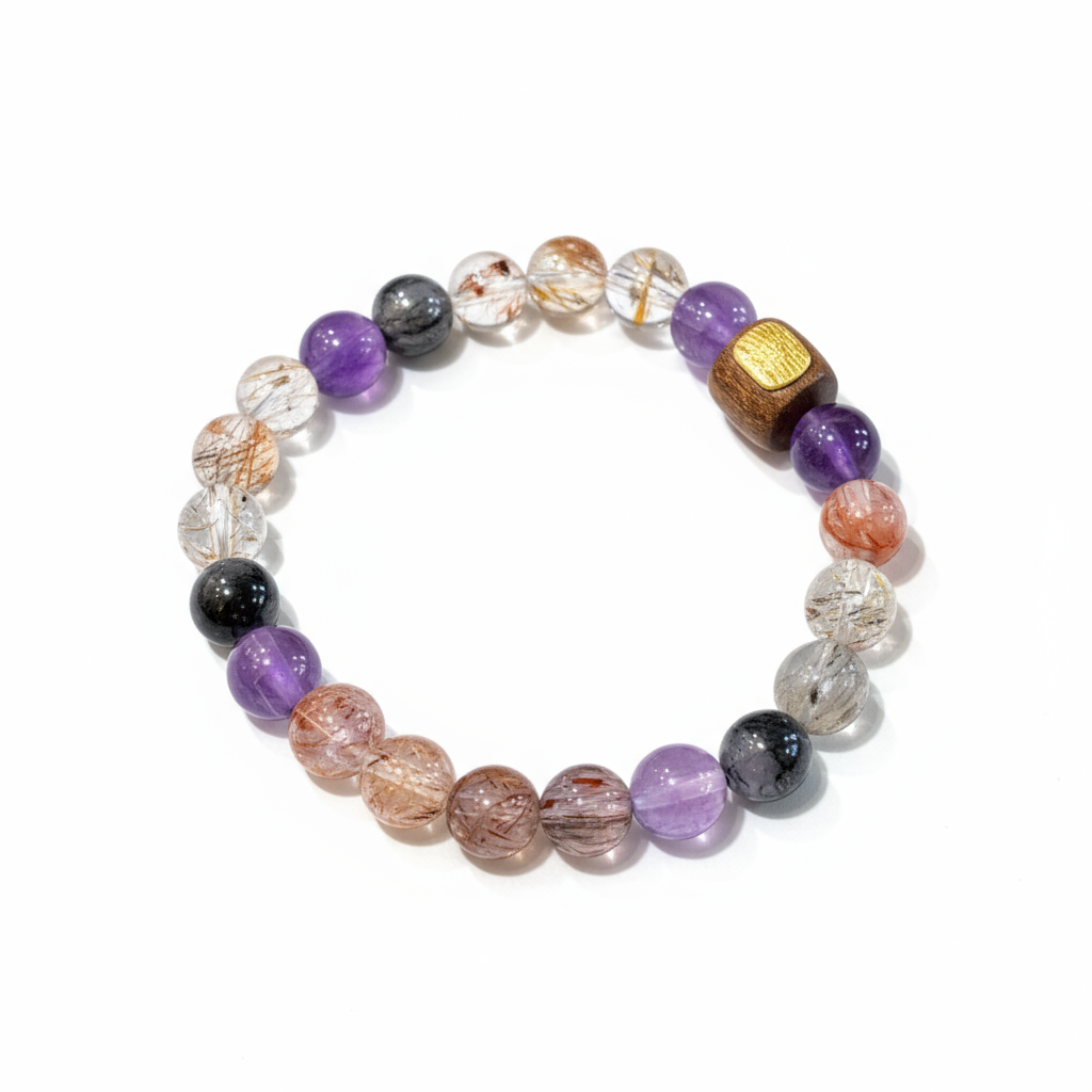 多彩水晶手链白底图