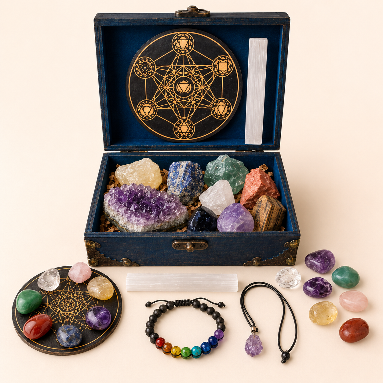 Natural Crystal Healing Seven-color Crystal Set