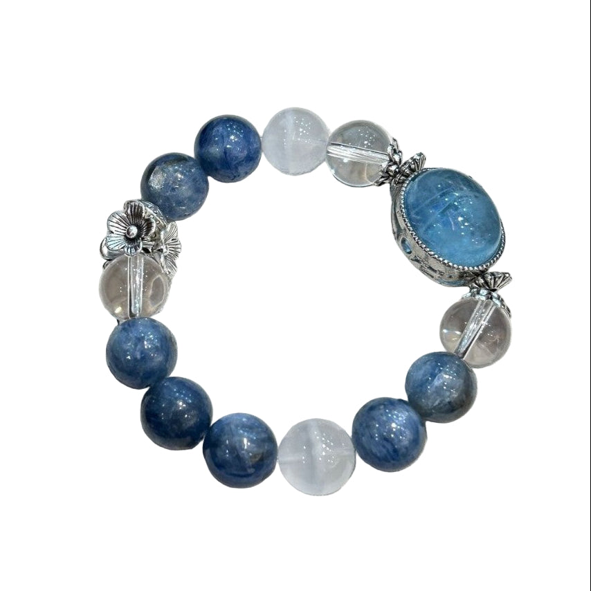 Aquamarine & Kyanite Vintage Bracelet: Dual Throat Chakra Power & Courage
