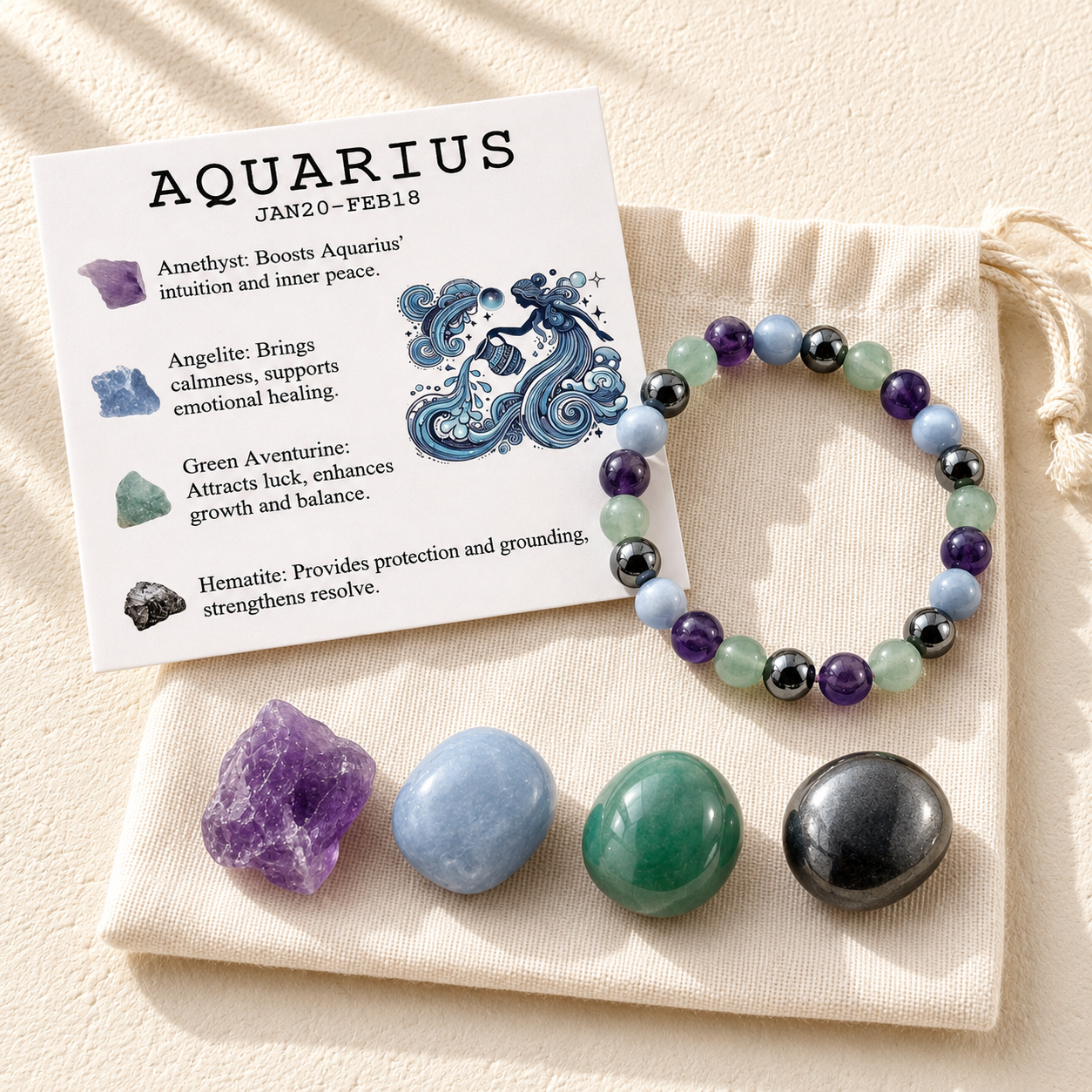 Zodiac Crystal Rough Stone Bracelet | All 12 Signs