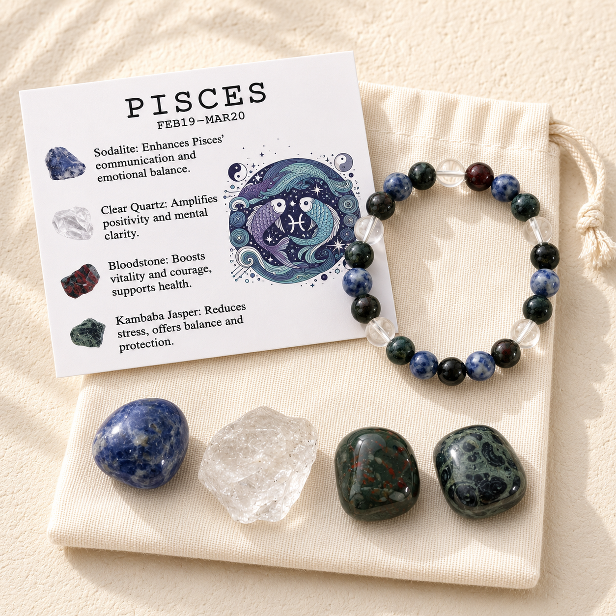Zodiac Crystal Rough Stone Bracelet | All 12 Signs
