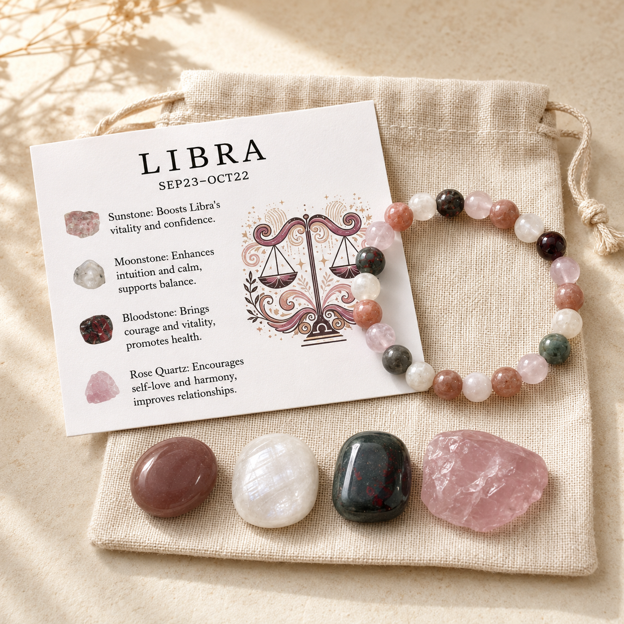 Zodiac Crystal Rough Stone Bracelet | All 12 Signs