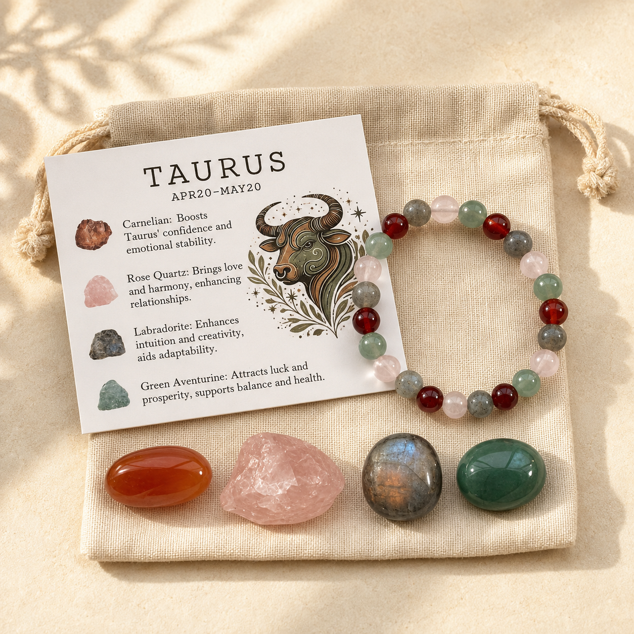 Zodiac Crystal Rough Stone Bracelet | All 12 Signs