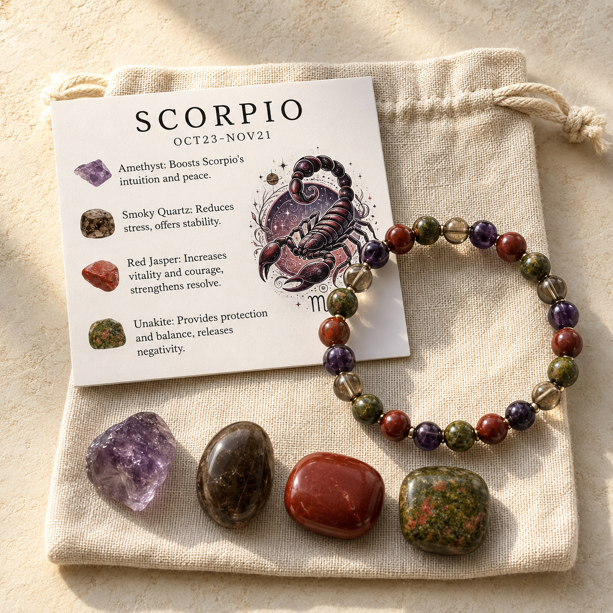Zodiac Crystal Rough Stone Bracelet | All 12 Signs