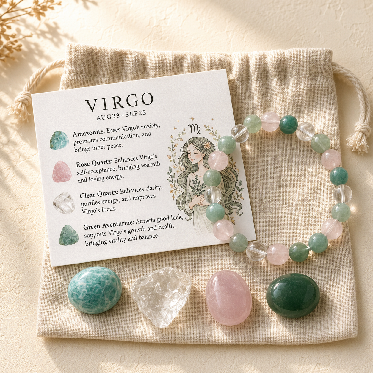 Zodiac Crystal Rough Stone Bracelet | All 12 Signs
