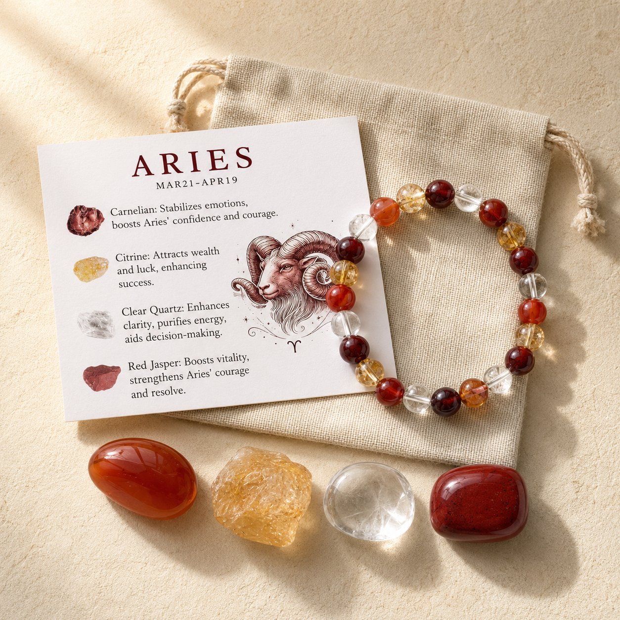Zodiac Crystal Rough Stone Bracelet | All 12 Signs