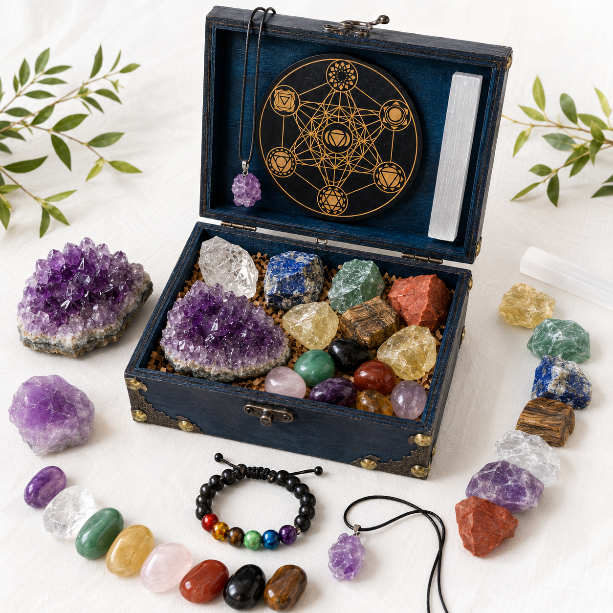 Complete Crystal Healing Set | 23-Piece Chakra Collection with Gift Box