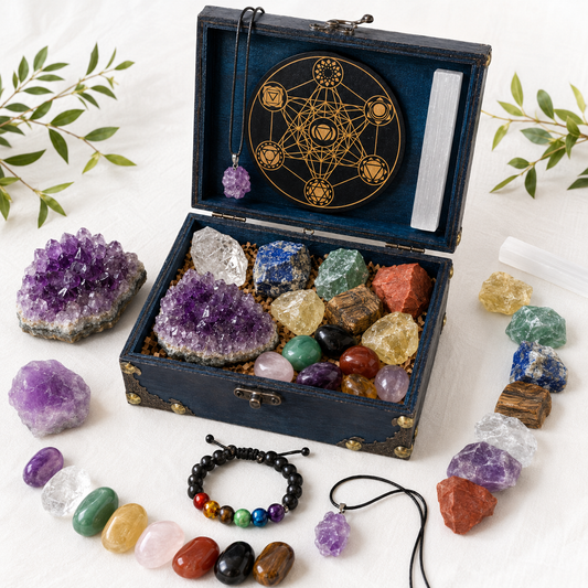 Complete Crystal Healing Set | 23-Piece Chakra Collection with Gift Box