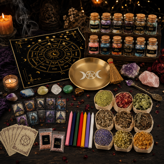 Complete Witchcraft Kit | 89-Piece Crystal, Herb & Ritual Tool Set