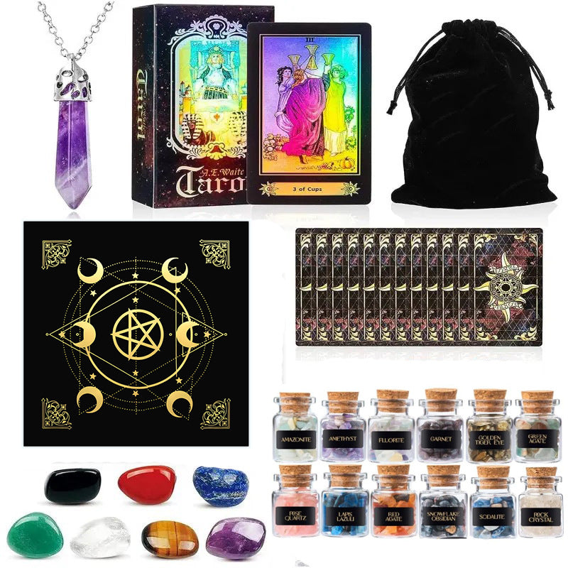 Crystal Craft Tarot Card Tarot Set Seven-Color Natural Crystal Set Box