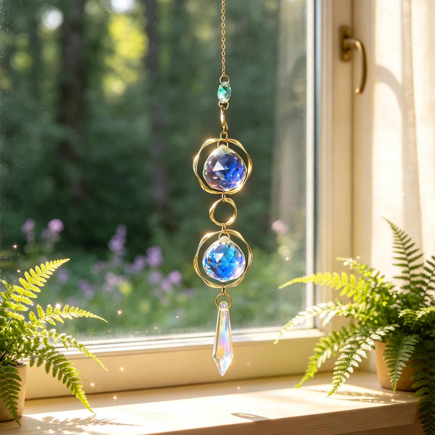Crystal Sun Catcher Wind Chime | Natural Crystal Hanging Decoration