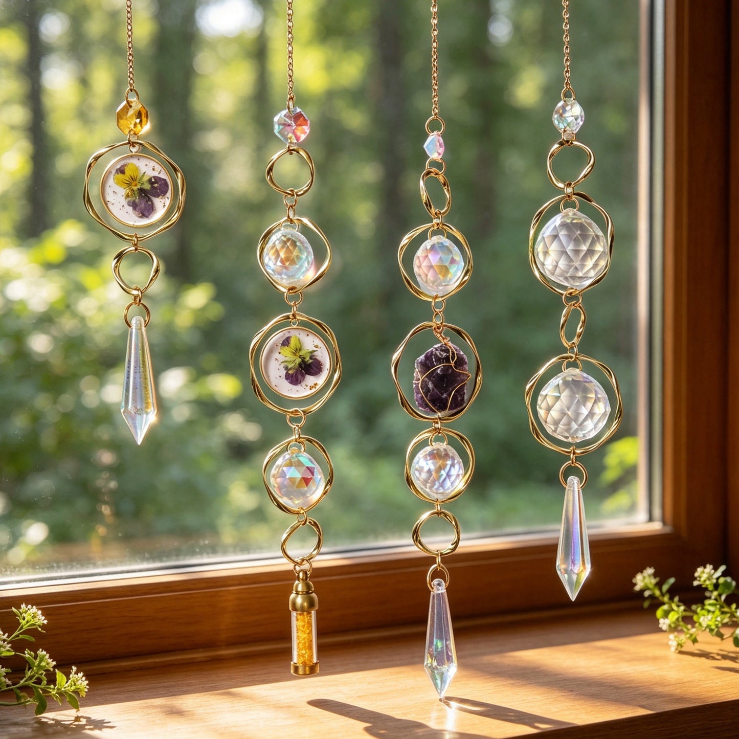 Crystal Sun Catcher Wind Chime | Natural Crystal Hanging Decoration