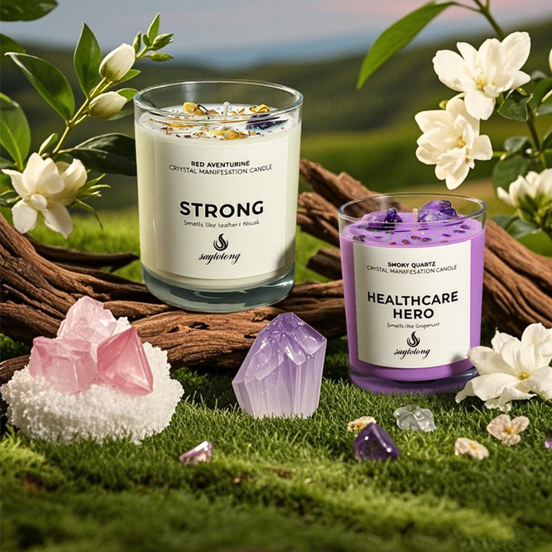 Crystal & Dried Flower Soy Candle | 6 Healing Scents