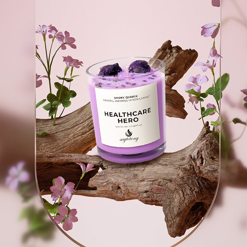 Crystal & Dried Flower Soy Candle | 6 Healing Scents