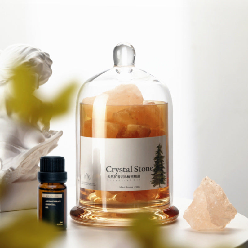 Crystal Stone Aromatherapy Gift Box | Orange Edition | Flameless Diffuser with Plant Essential Oil
