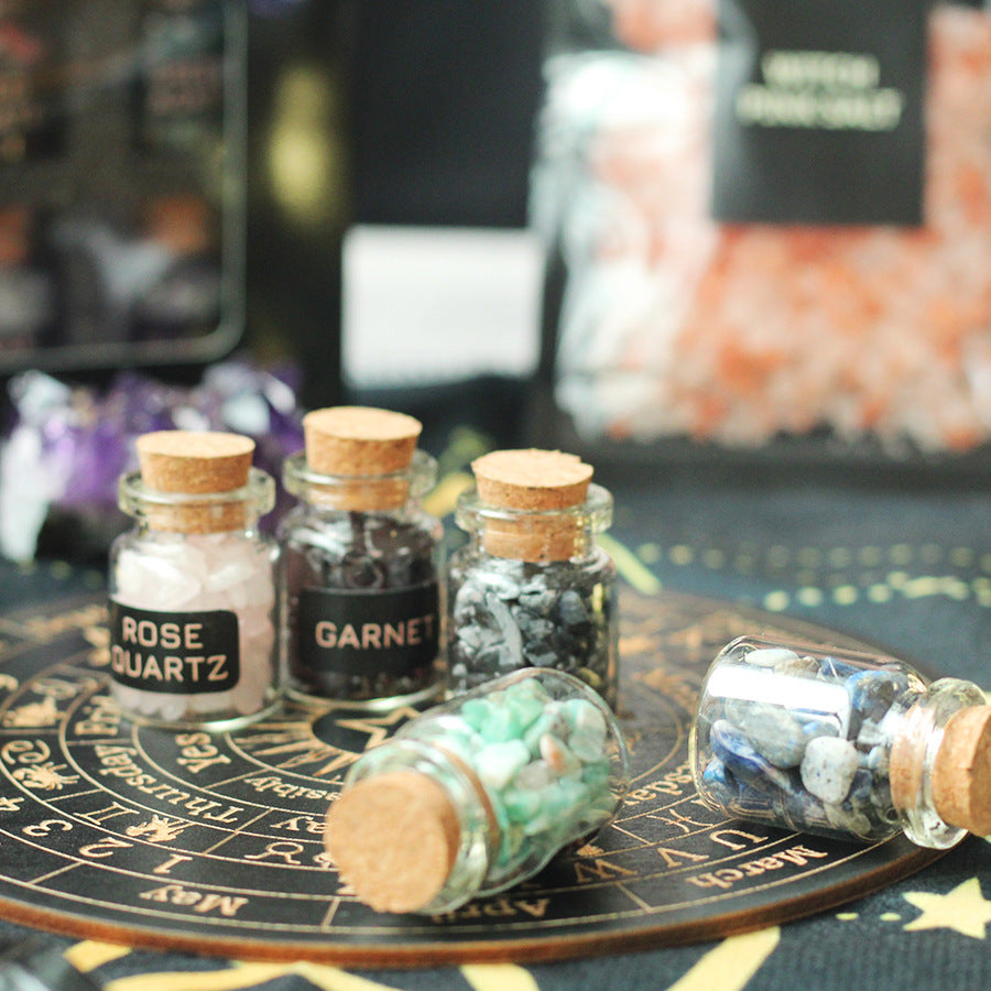 Witchcraft Kit Natural Crystal Raw Stones Dried Flowers and Herbal Crystals Magic Set Box 58pcs
