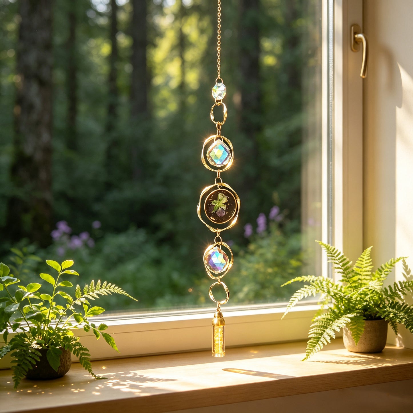 Crystal Sun Catcher Wind Chime | Natural Crystal Hanging Decoration