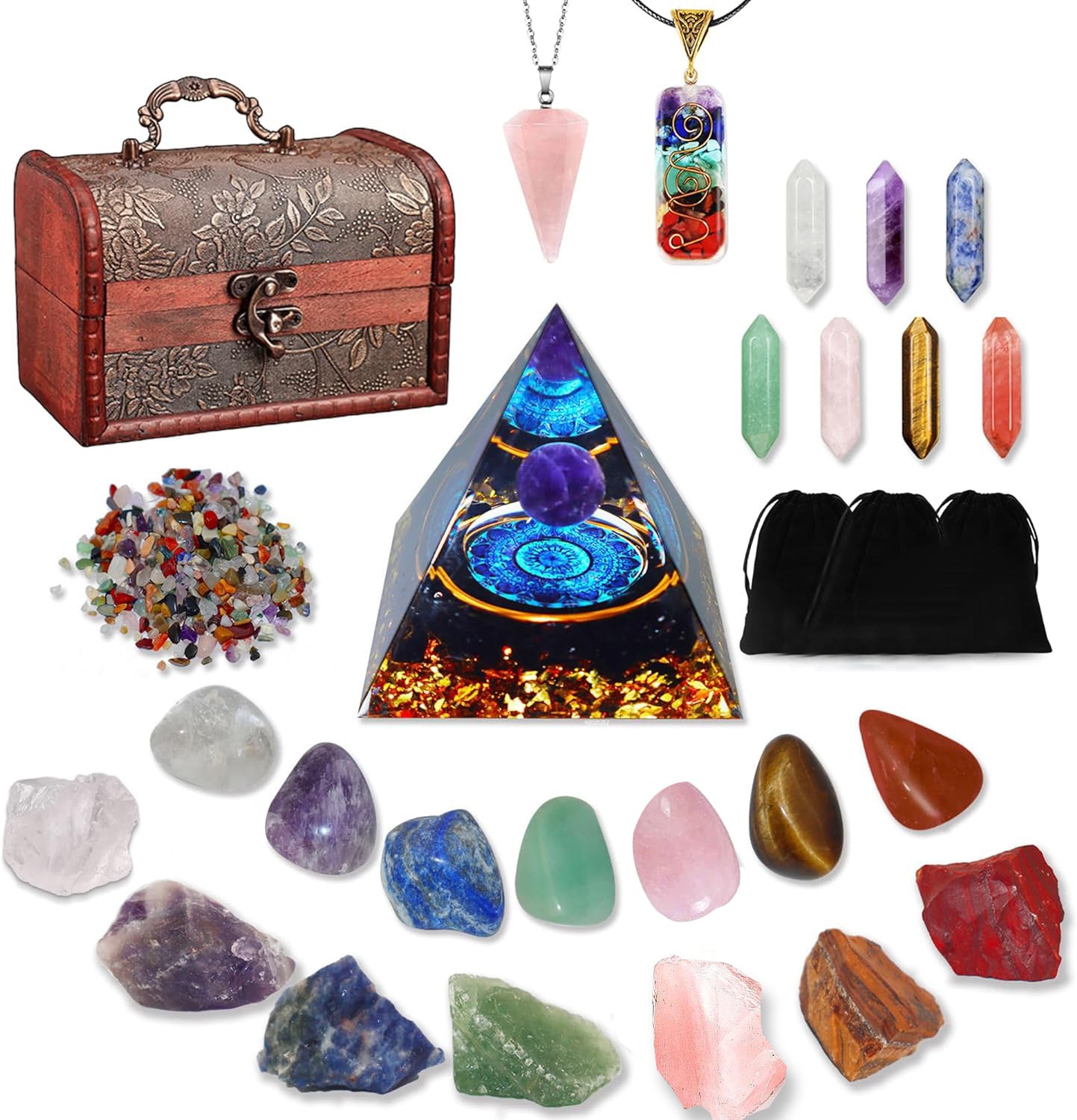 Crystal Pyramid Healing Collection | 7 Chakra Complete Gift Set