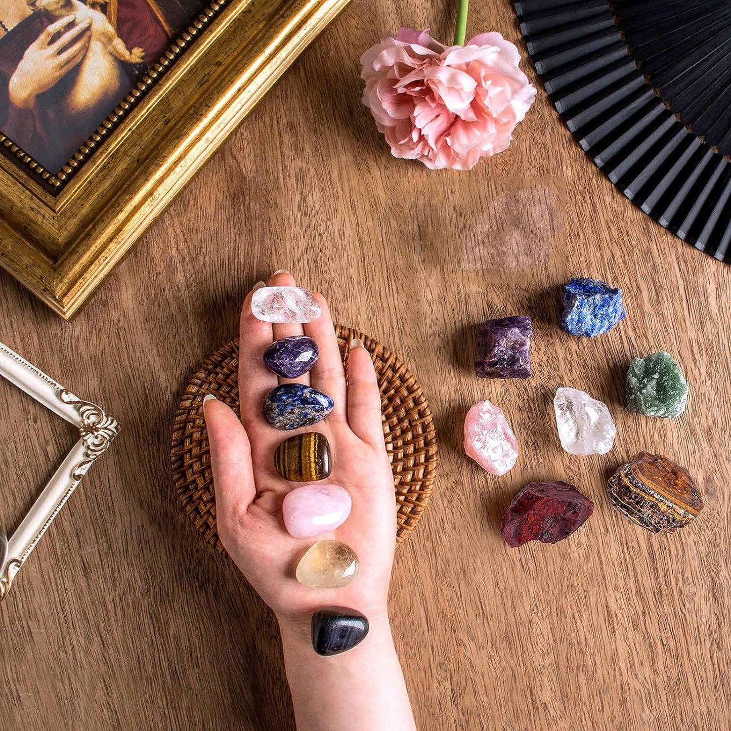 Natural Crystal Crushed Stone Rolling Stone Set