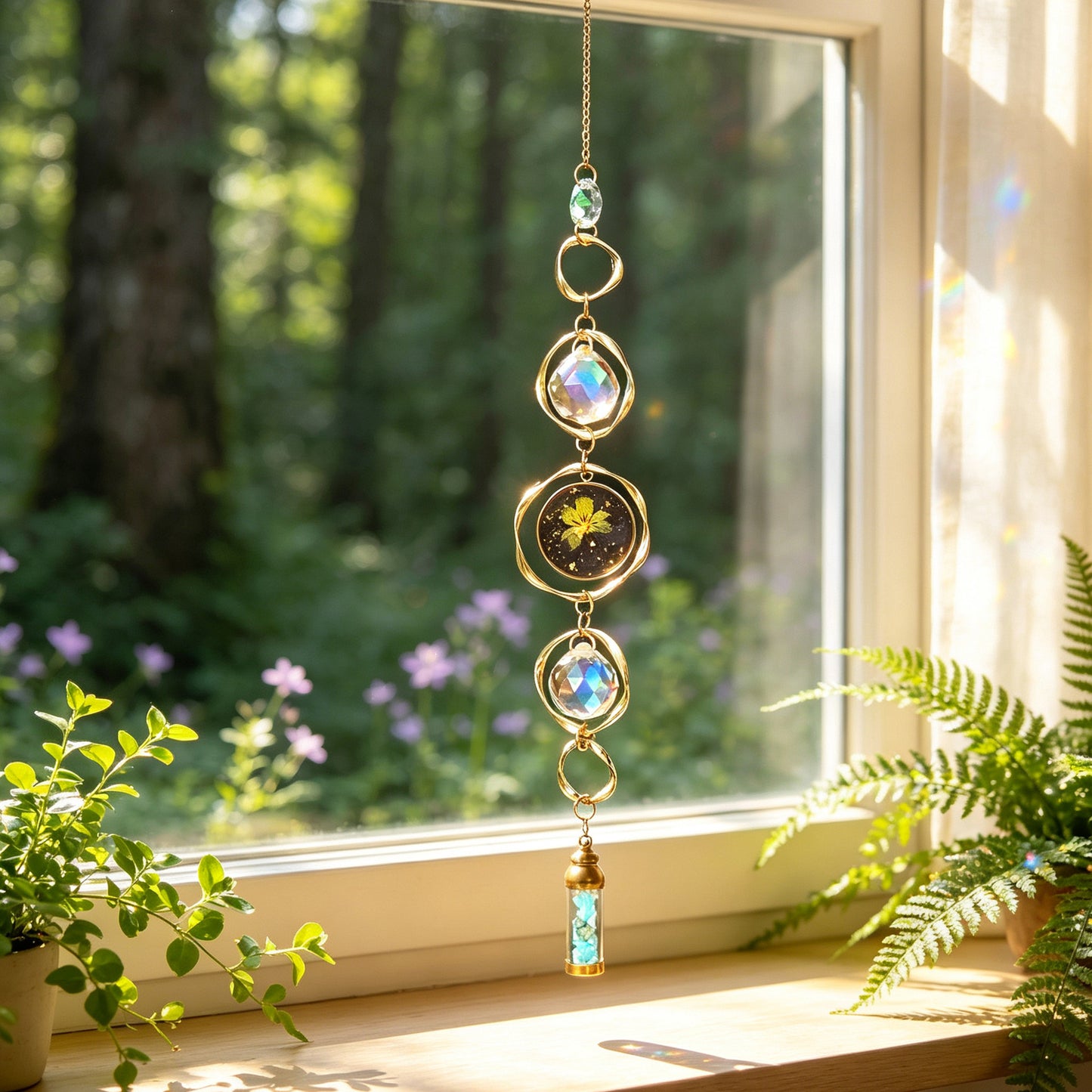Crystal Sun Catcher Wind Chime | Natural Crystal Hanging Decoration