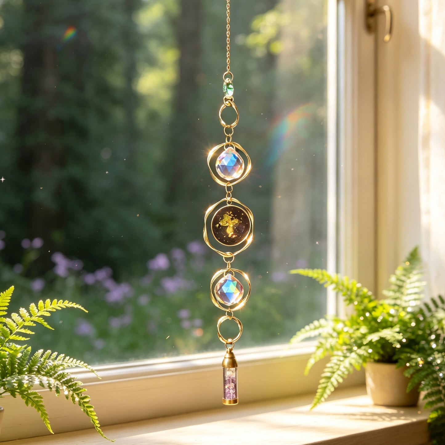 Crystal Sun Catcher Wind Chime | Natural Crystal Hanging Decoration
