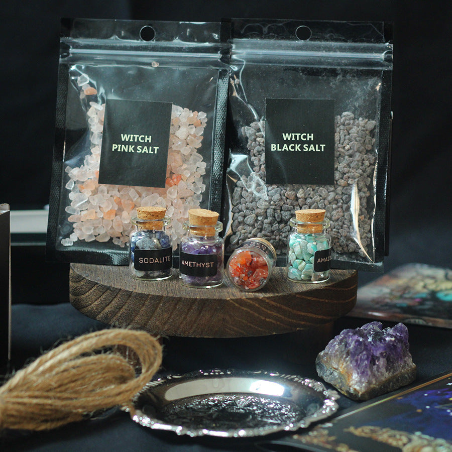 Cross-border Witchcraft Kit Natural Crystal Rough Dried Flowers and Herbal Crystal Magic Set 84pcs