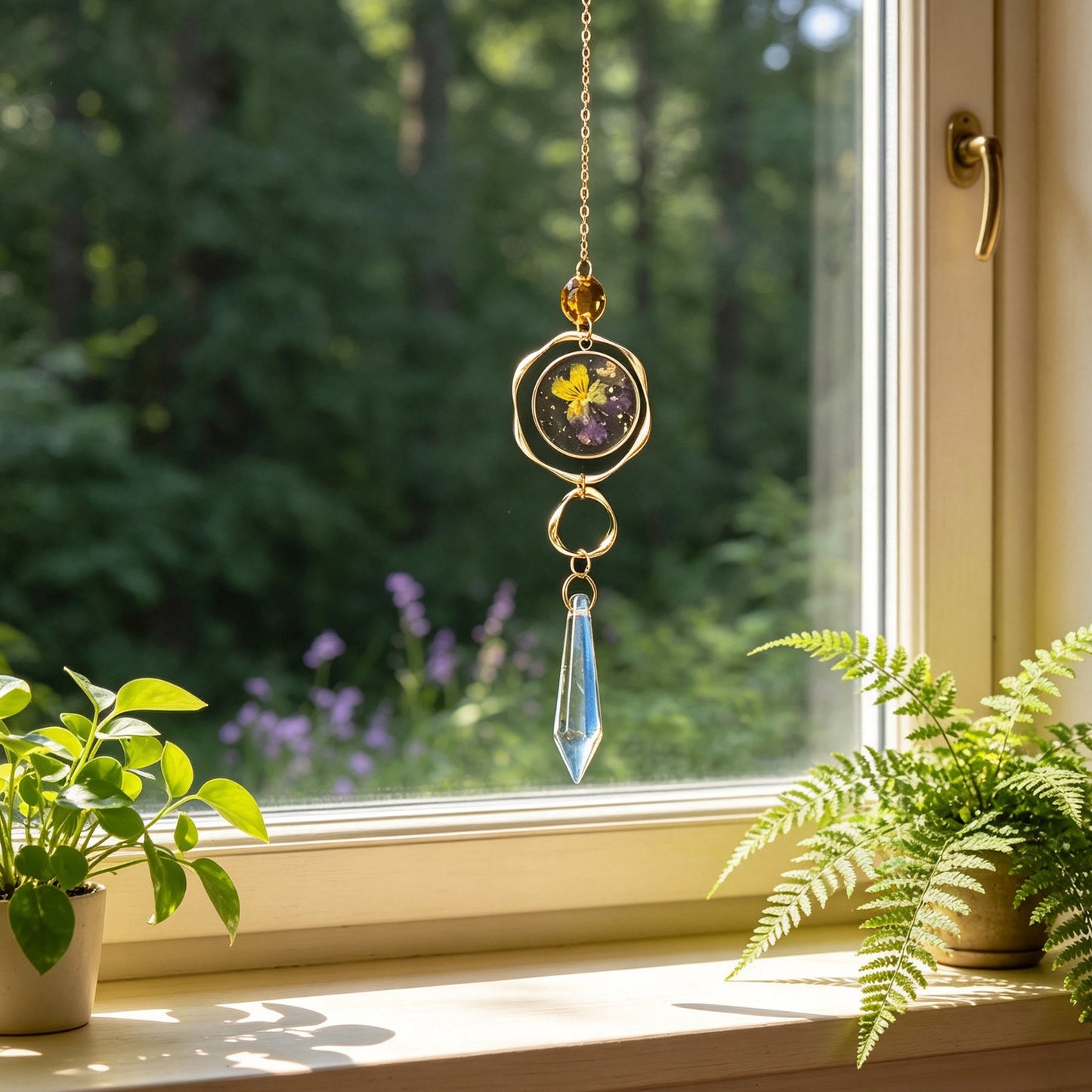 Crystal Sun Catcher Wind Chime | Natural Crystal Hanging Decoration