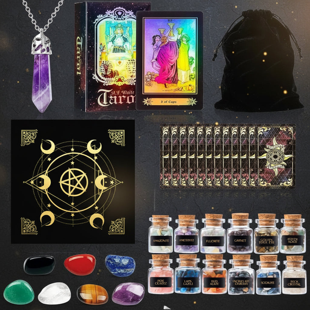 Crystal Craft Tarot Card Tarot Set Seven-Color Natural Crystal Set Box