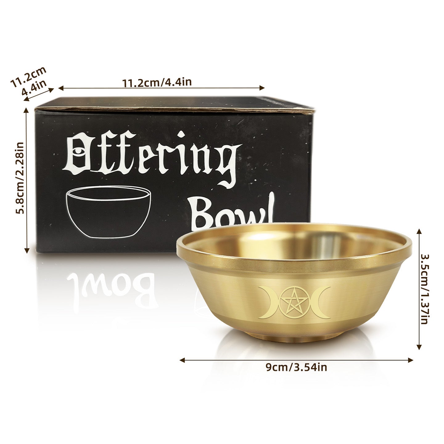 Pentagram Brass Bowl Three-Phase Moon Copper Bowl