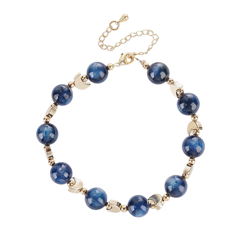 Kyanite Star & Moon Bracelet: Celestial Guidance & Throat Chakra Awakening