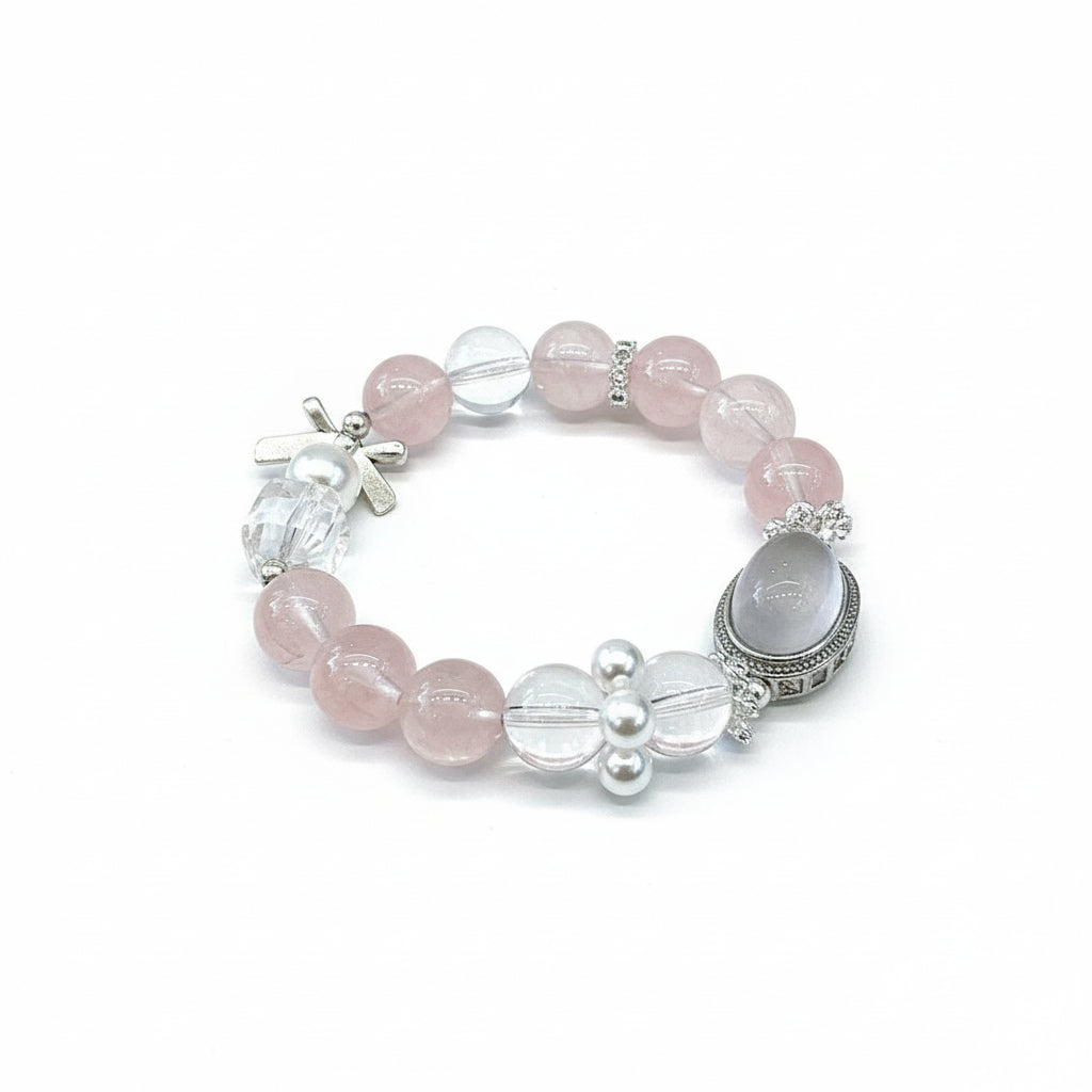 Morganite & White Crystal Bracelet: Divine Love & Pure Heart Energy