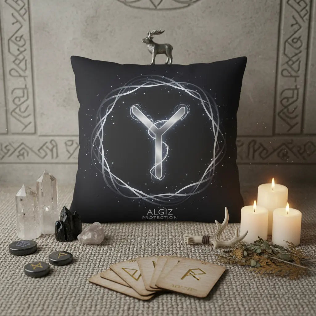 Algiz Rune Magic Pillow