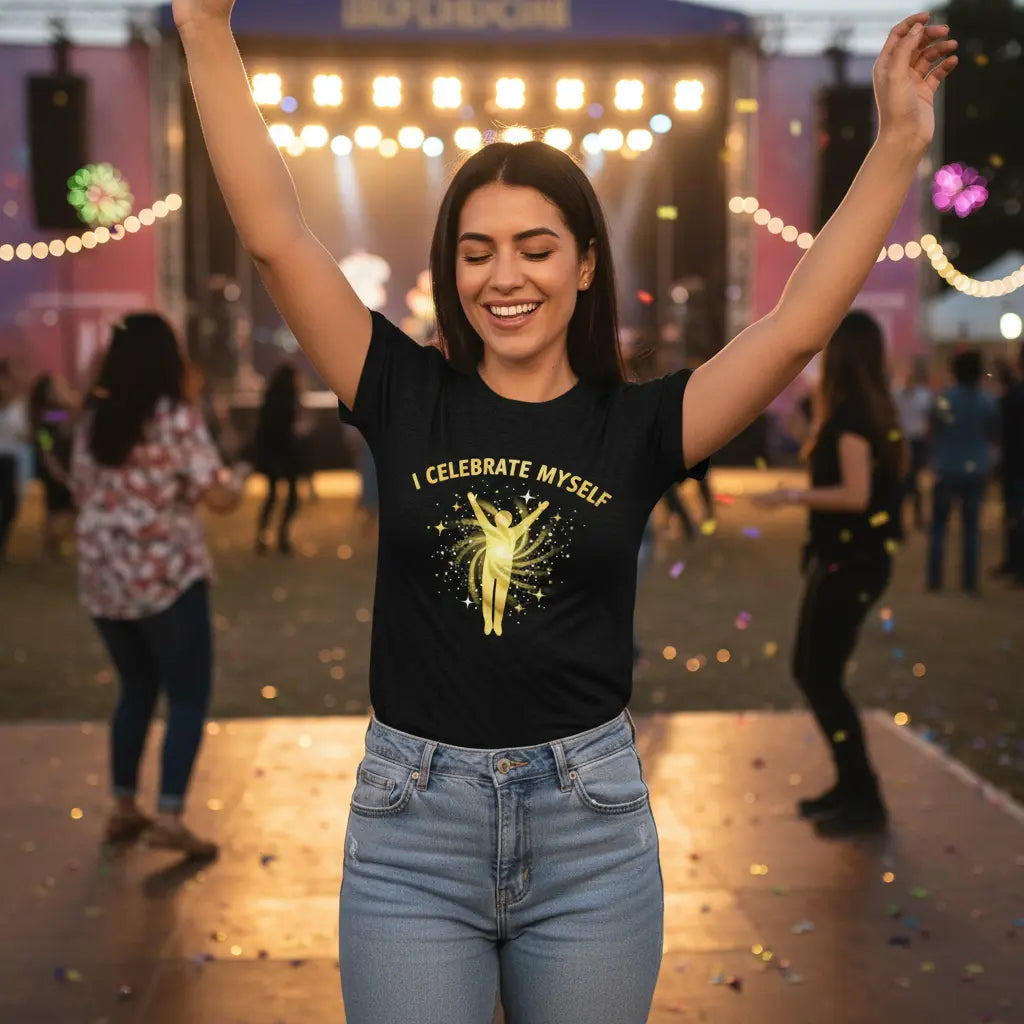 Black Gold I Celebrate Myself T-Shirt Lifestyle Scene