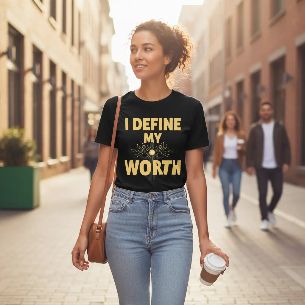 Black Gold I Define My Worth T-Shirt Lifestyle Scene