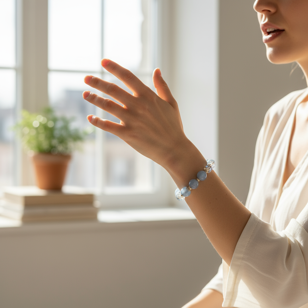 Blue Austrian Crystal Angel Bracelet Lightworker Mission