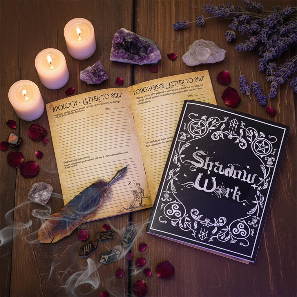 Book of Shadows Notepad - Opened Flat Lay View