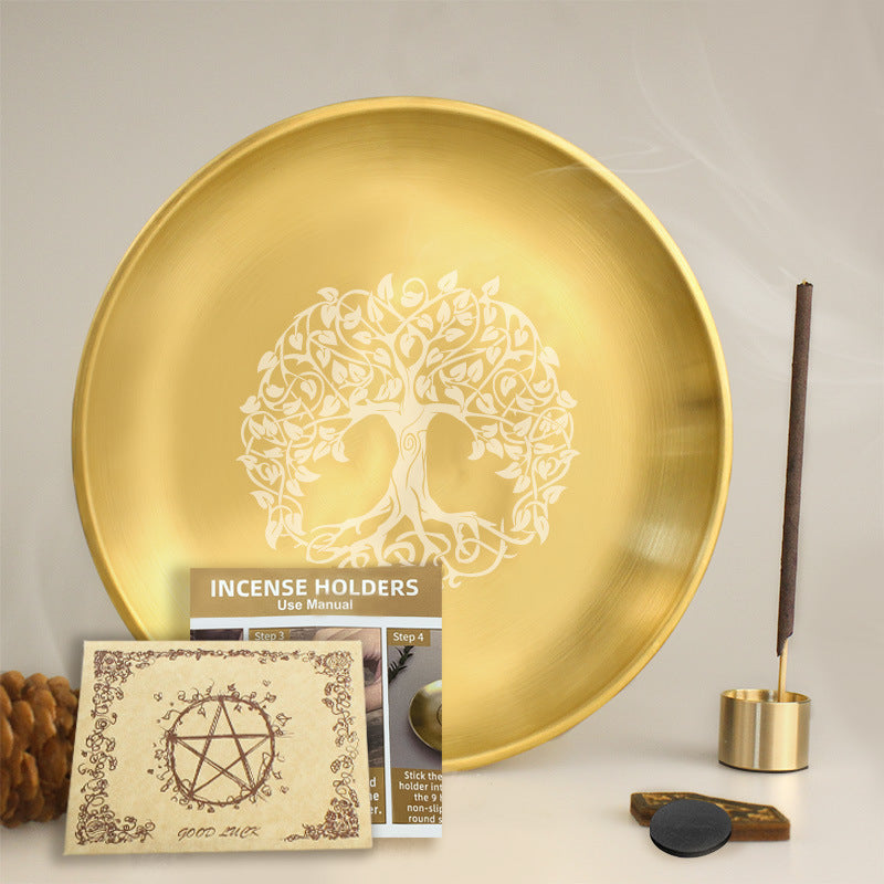 Tree of Life Steel Tray Nine-Hole Incense Holder Tray