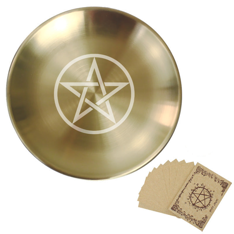 Three-Phase Moon Pentagram Ornament Metal Candle Holder Tray