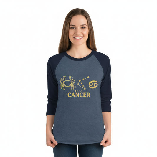CANCER Raglan Shirt - Female Model Photo