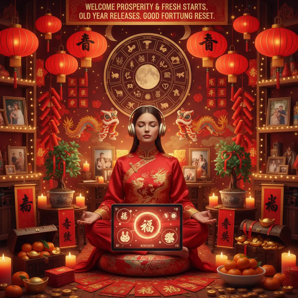 Chinese New Year Lunar Reset Prosperity Meditation Scene