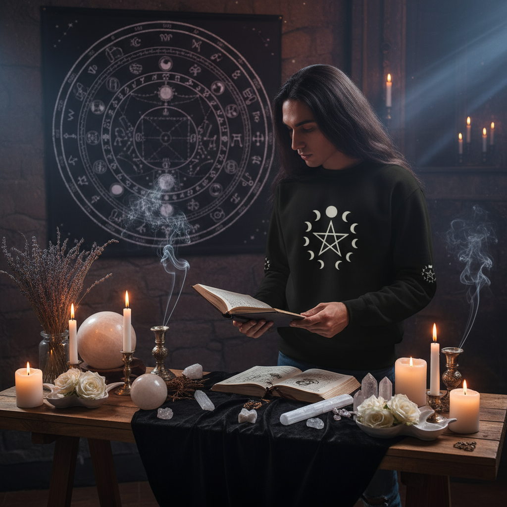 Circle of Phases Sweatshirt - Mystical Lifestyle Scene