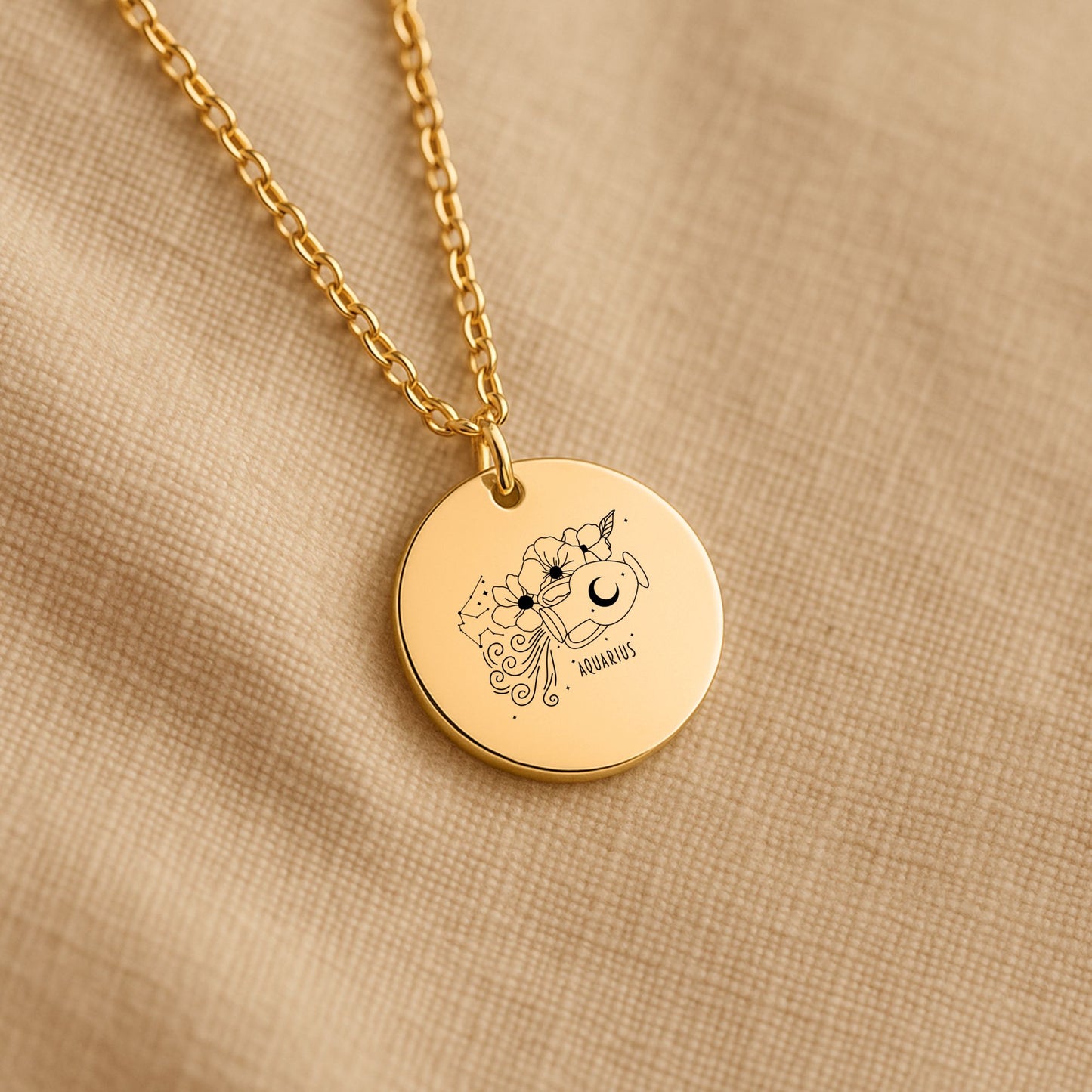 Aquarius Coin Necklace