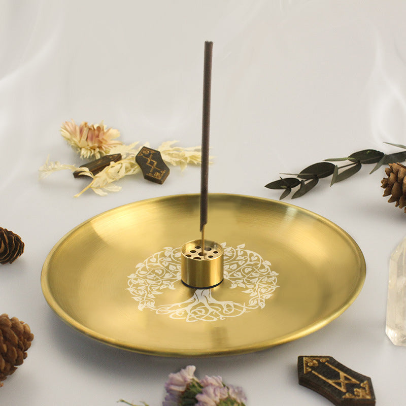 Tree of Life Steel Tray Nine-Hole Incense Holder Tray