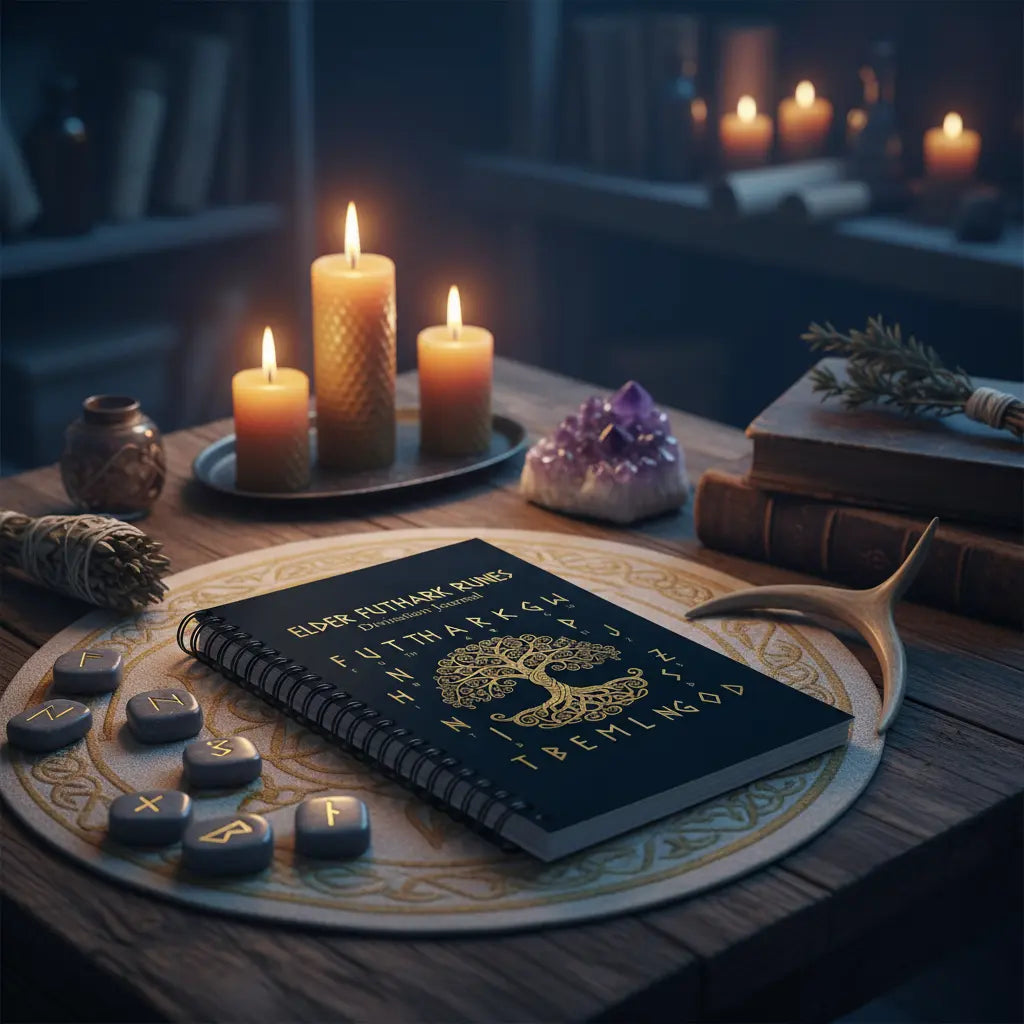Elder Futhark Runes Divination Journal Norse Lifestyle Scene