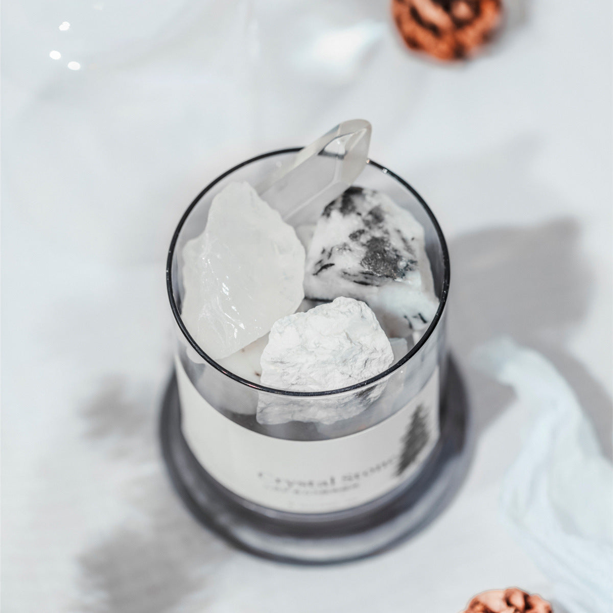 Gray Natural Crystal Stone Aromatherapy Gift Box