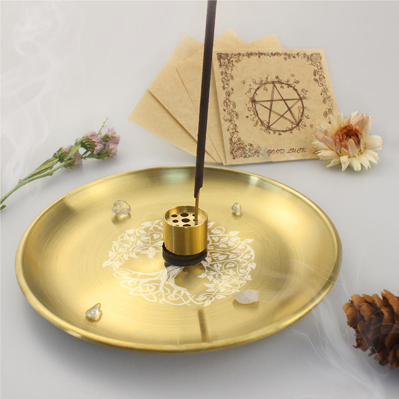 Tree of Life Steel Tray Nine-Hole Incense Holder Tray