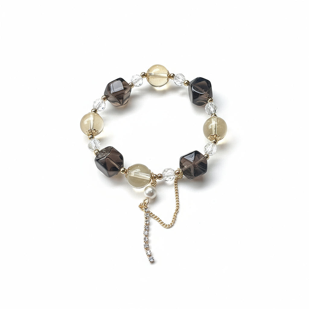 Smoky Quartz Faceted Bracelet: Grounding & Anxiety Relief Energy